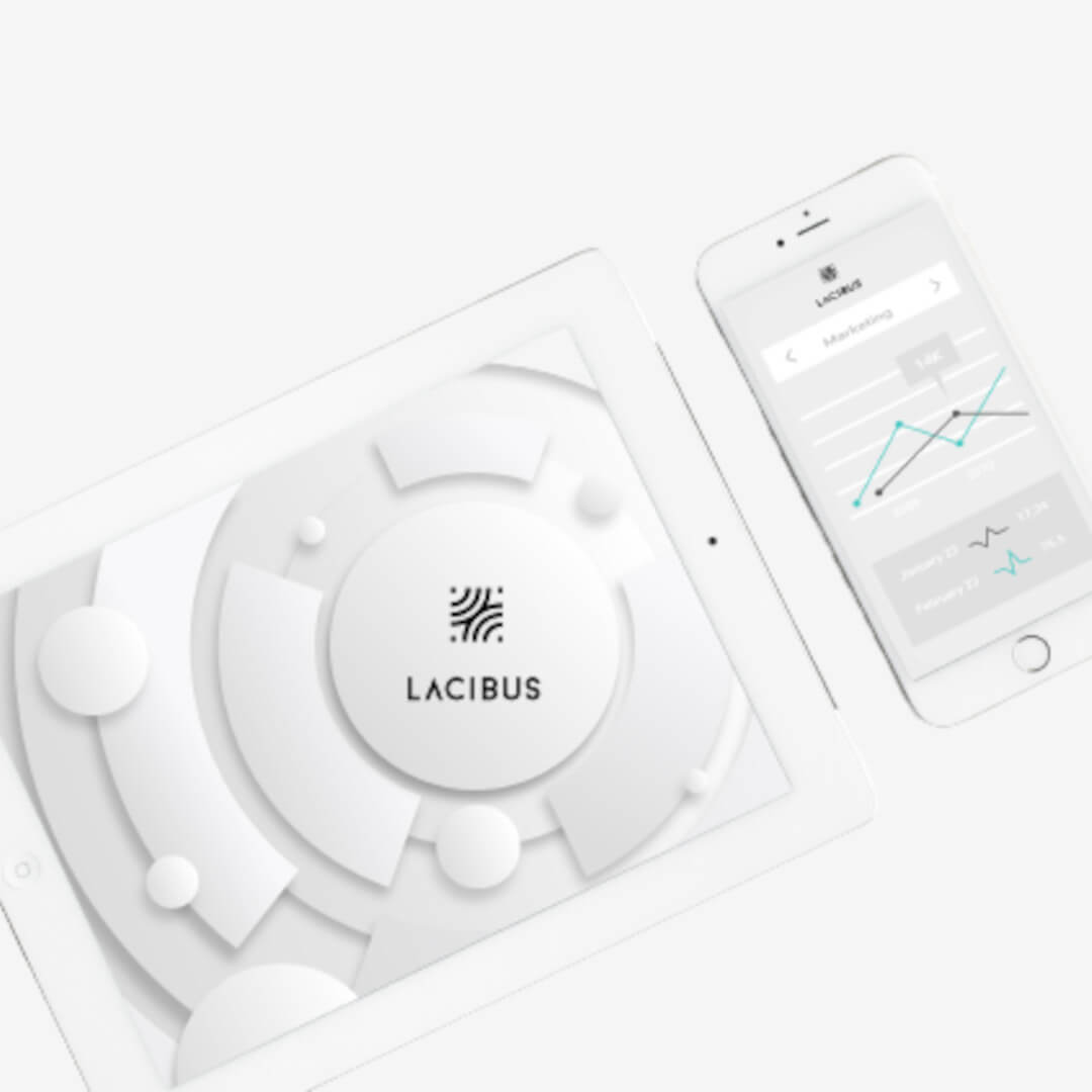 A tablet and a phone showing the Lacibus system